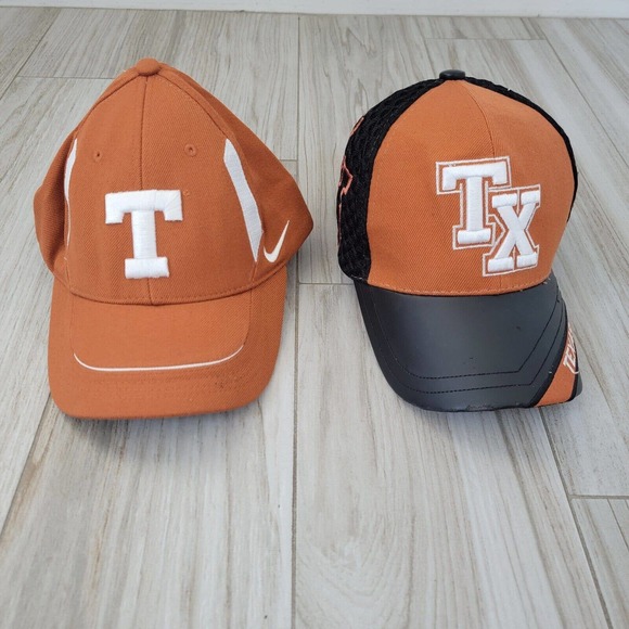 Lot of 2 Texas Longhorns Baseball Cap Hat NCAA Wool Polyester Orange Black - Picture 1 of 16